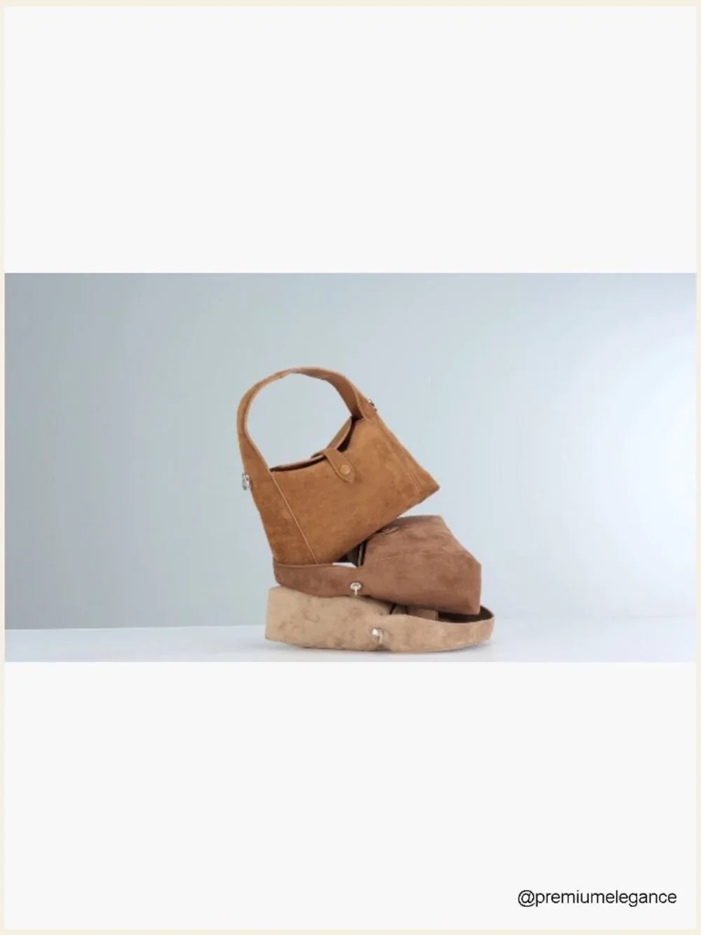 Vintage Half-Moon Suede Hobo Handbag, Crossbody Tote with Detachable Strap